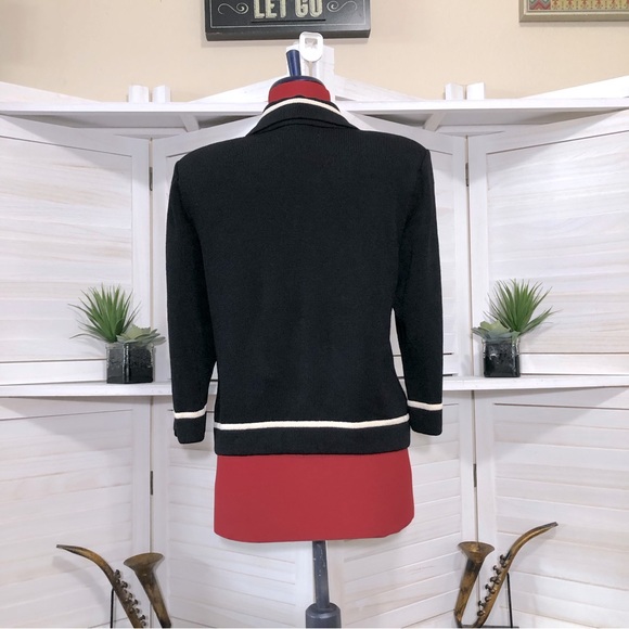 Vintage 90s St John Collections black and white cardigan sz 4 - Picture 2 of 9